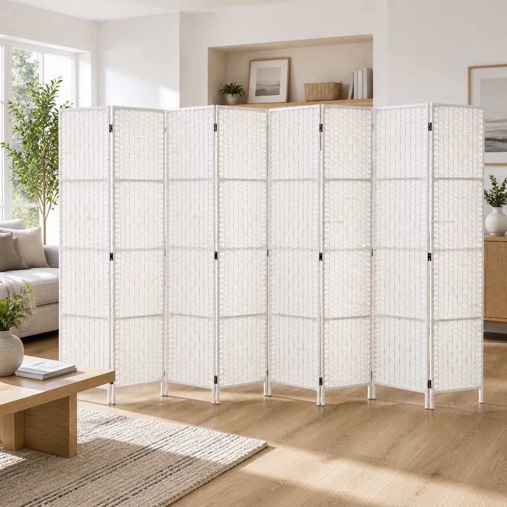 8-Panel Room Divider Screen 326x170cm White