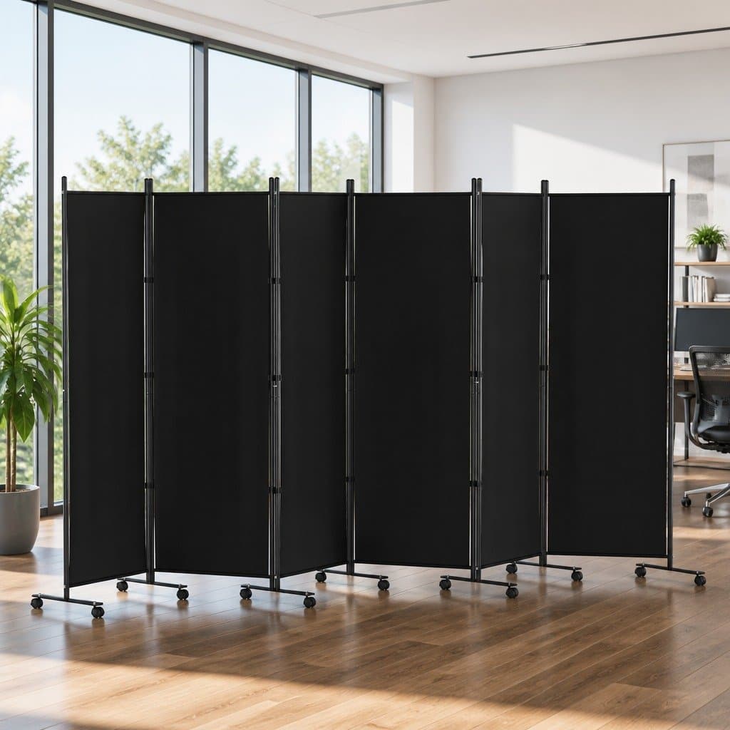 6 Panel Folding Room Divider with Lockable Wheels