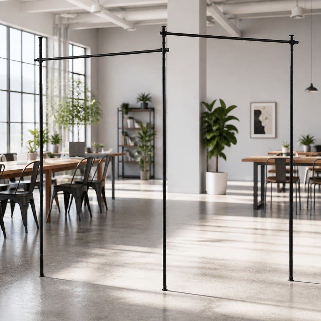 Adjustable Black Curtain Rod for Room Dividing