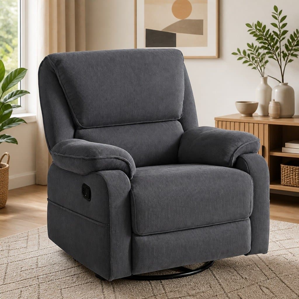 Grey Swivel Recliner Chair with Massage