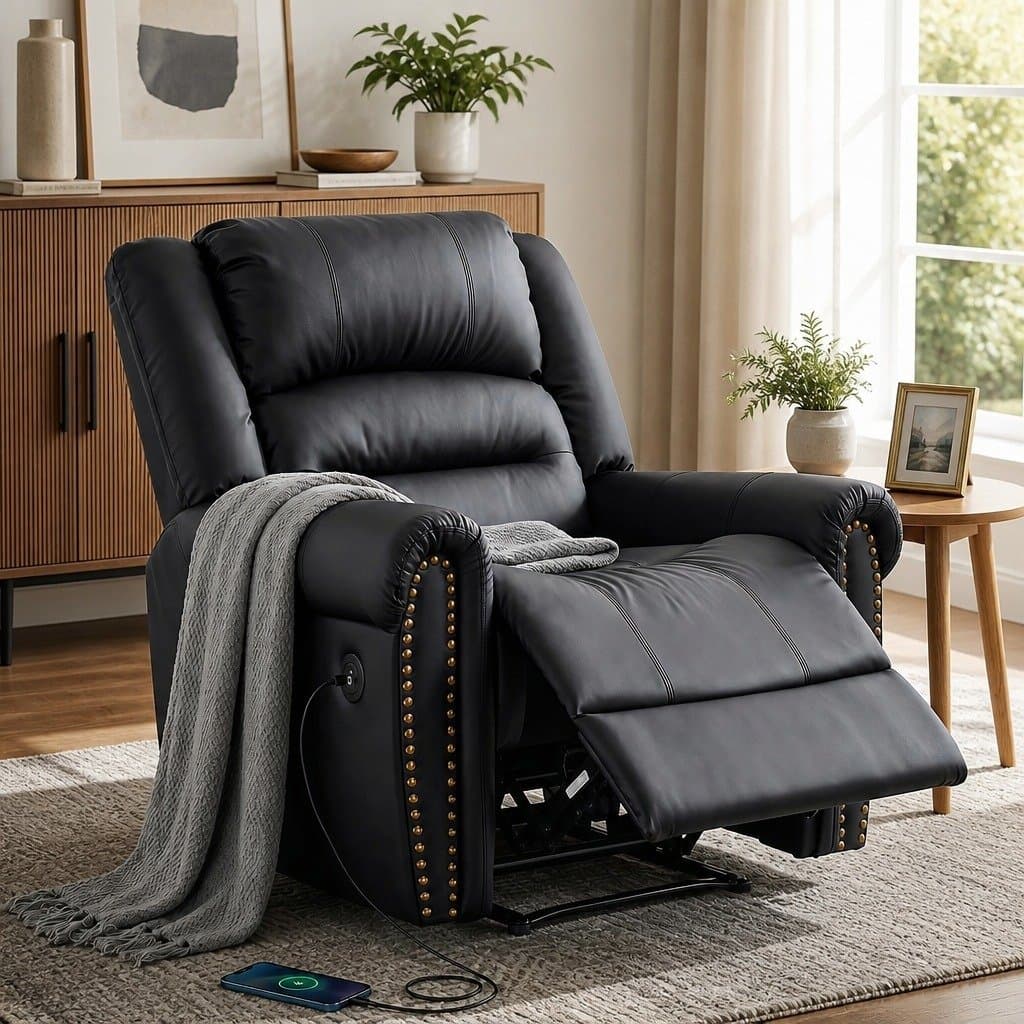 Manual Recliner Chair with USB Charging Port
