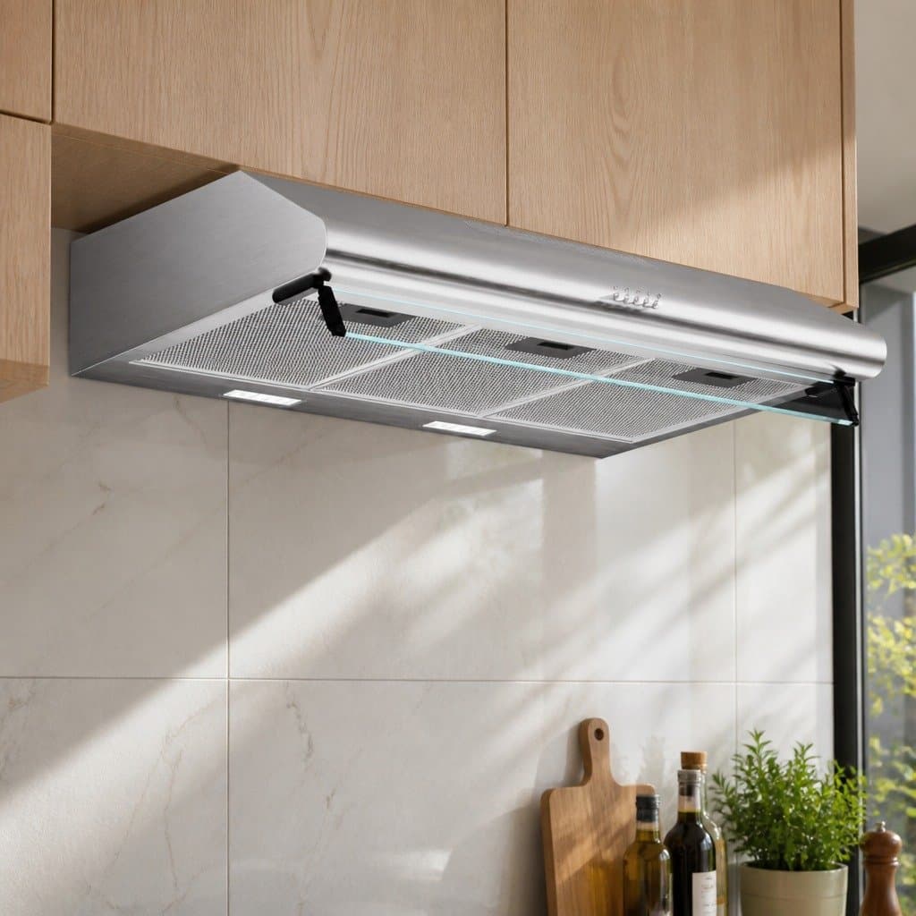 90cm Stainless Steel Range Hood with Glass Visor