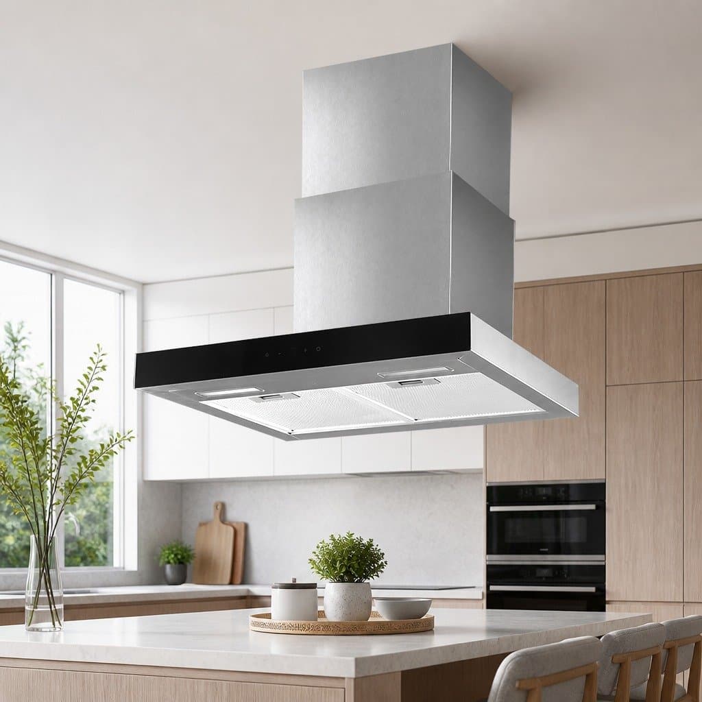 60cm Wall-Mounted Range Hood with Black Tempered Glass