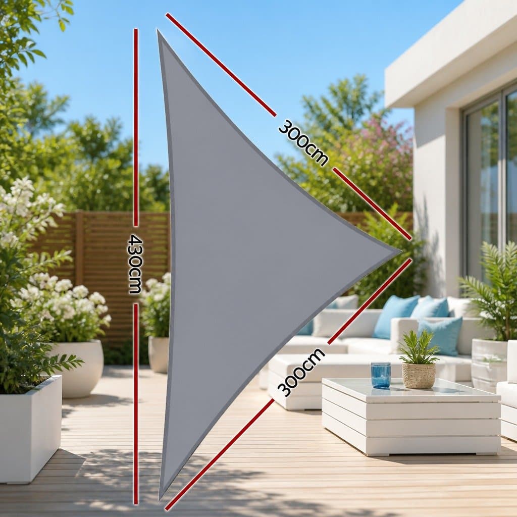 Grey Triangle Shade Sail 3x3x4.3m
