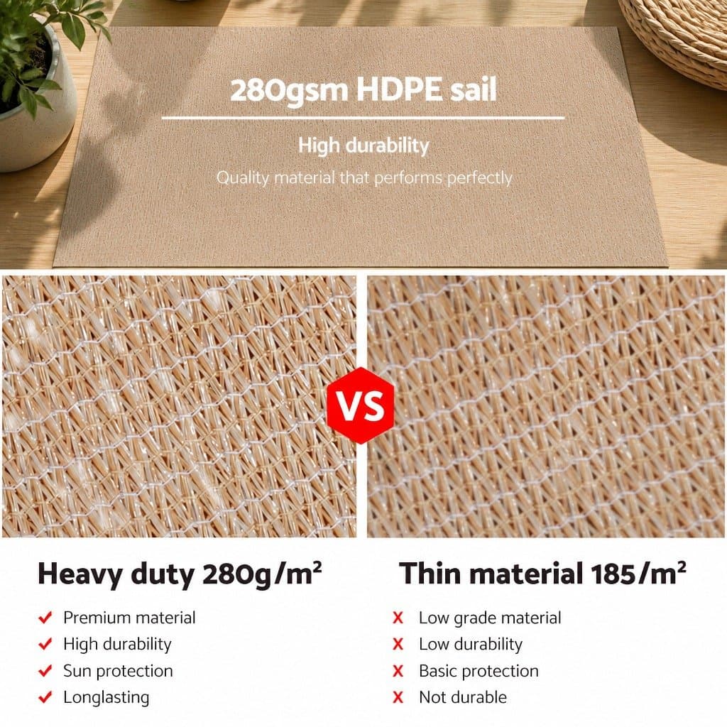 Shade Sail Rectangle 3x4m UV Block Outdoor Garden Patio Sunshade Cloth Sand