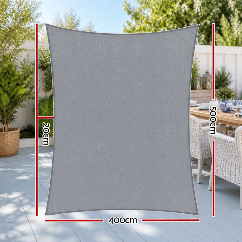 Grey 4x5m Rectangle Shade Sail for Outdoor Use