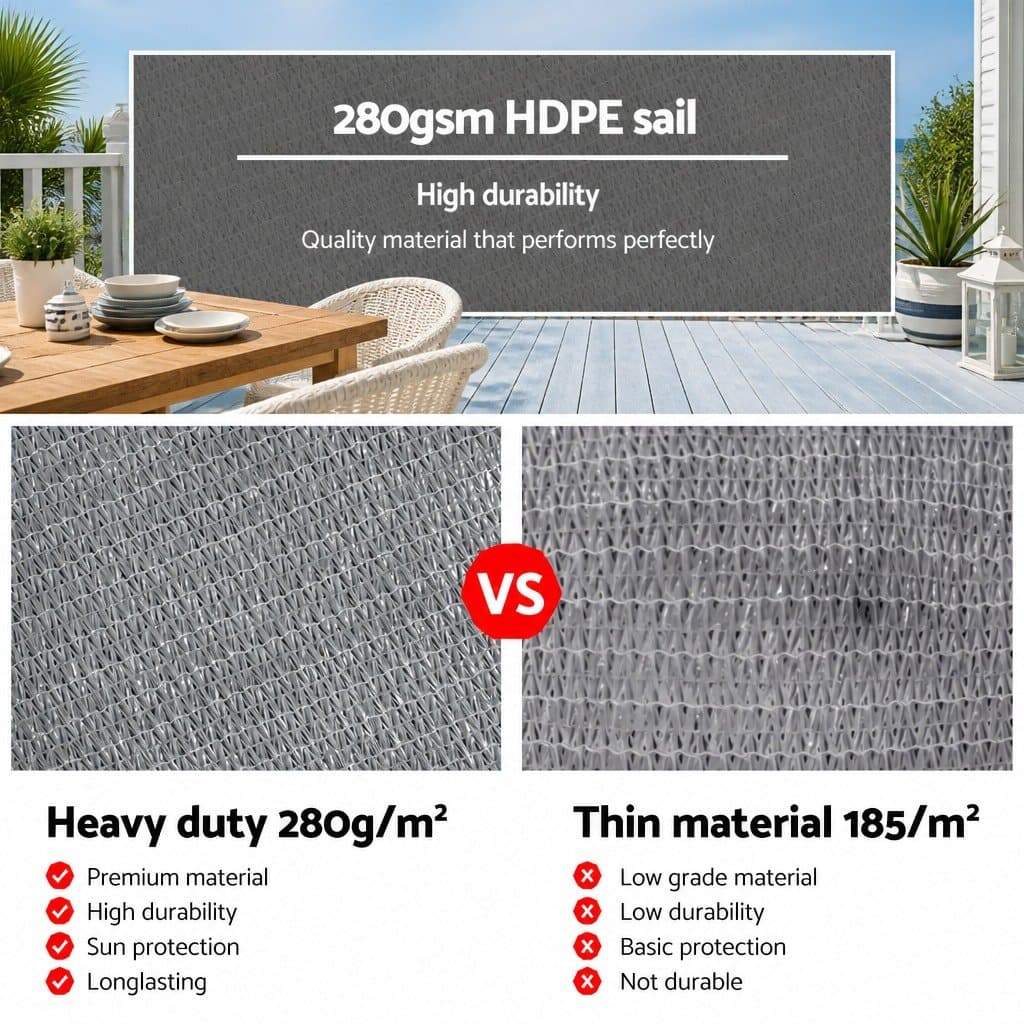 Grey 4x5m Rectangle Shade Sail for Outdoor Use