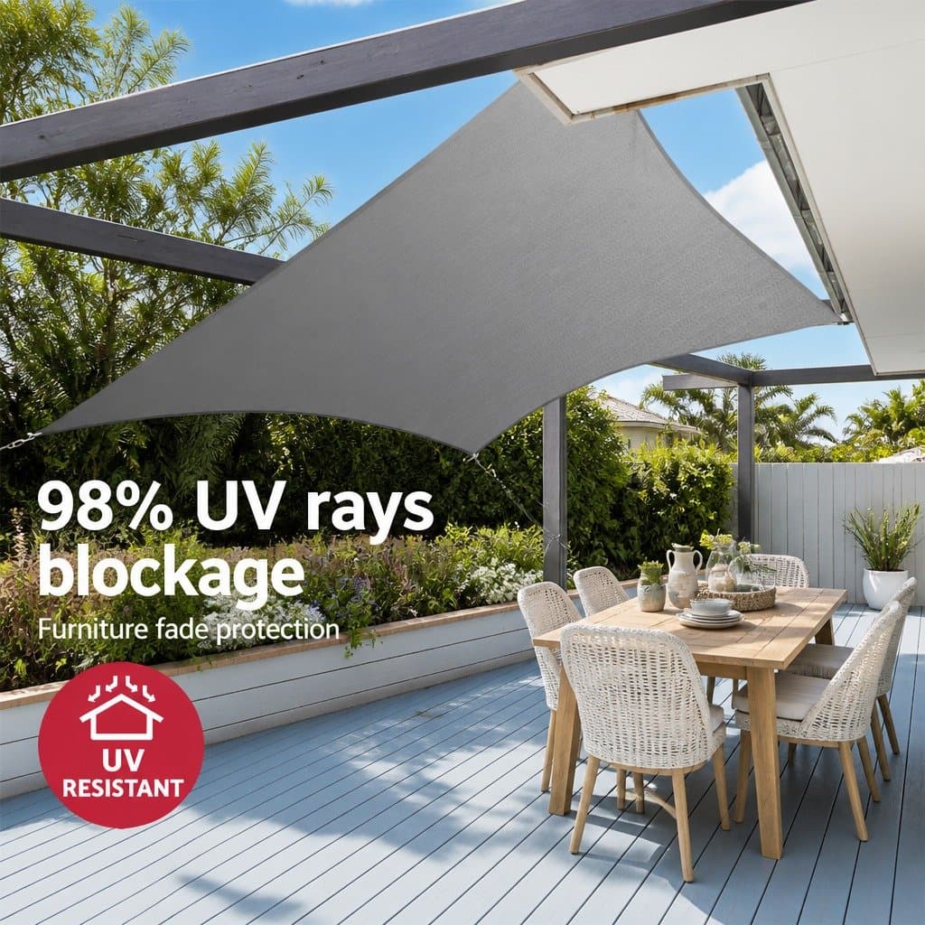Grey 4x5m Rectangle Shade Sail for Outdoor Use