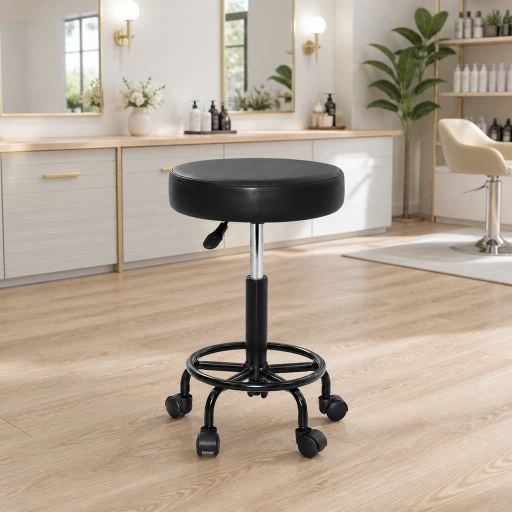 Round Swivel Chair with Adjustable Height for Salons