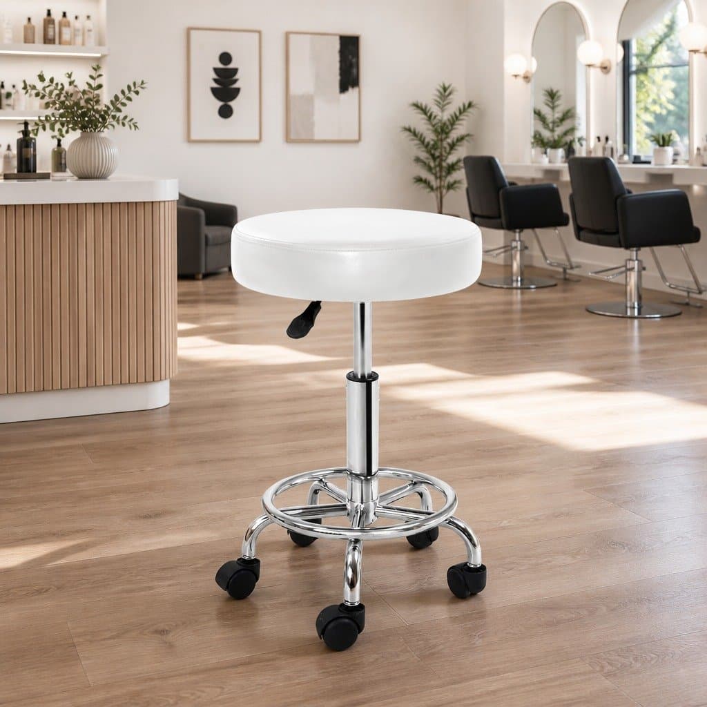 Adjustable Round Salon Stool with Swivel Seat and Comfort