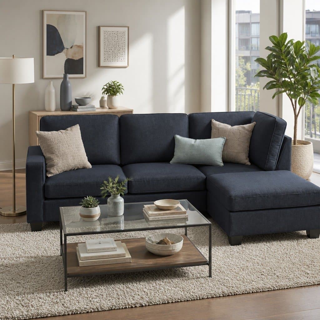 4-Seater Dark Grey Modular Sofa Chaise Set