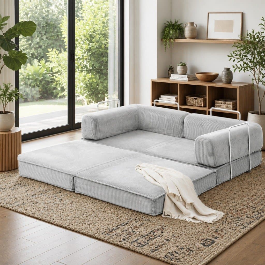 Grey Convertible Sofa Bed 2-Seater Couch