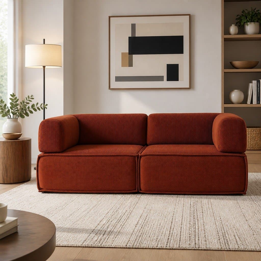 2-Seater Convertible Sofa Bed in Orange