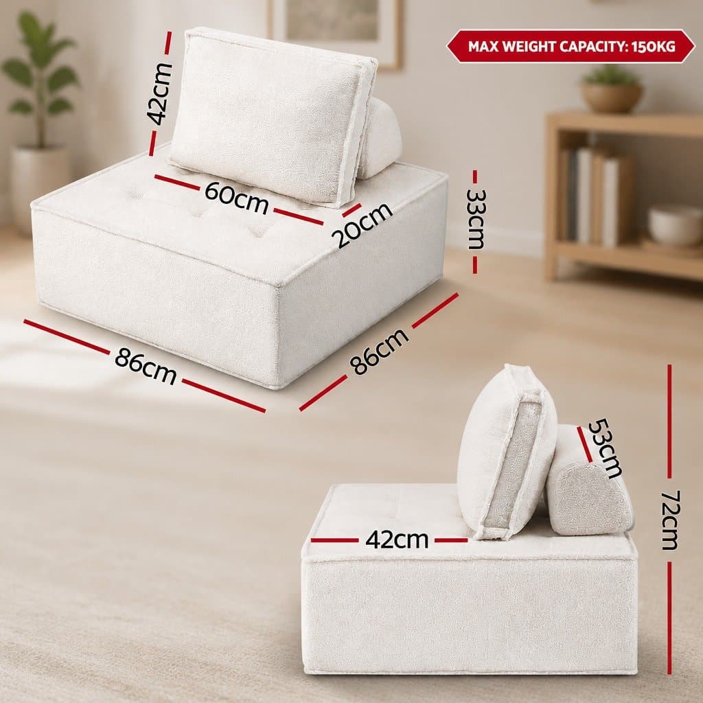 White 5 Seater Floor Sofa Lounge Chair