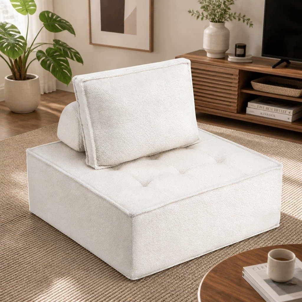 White 5 Seater Floor Sofa Lounge Chair