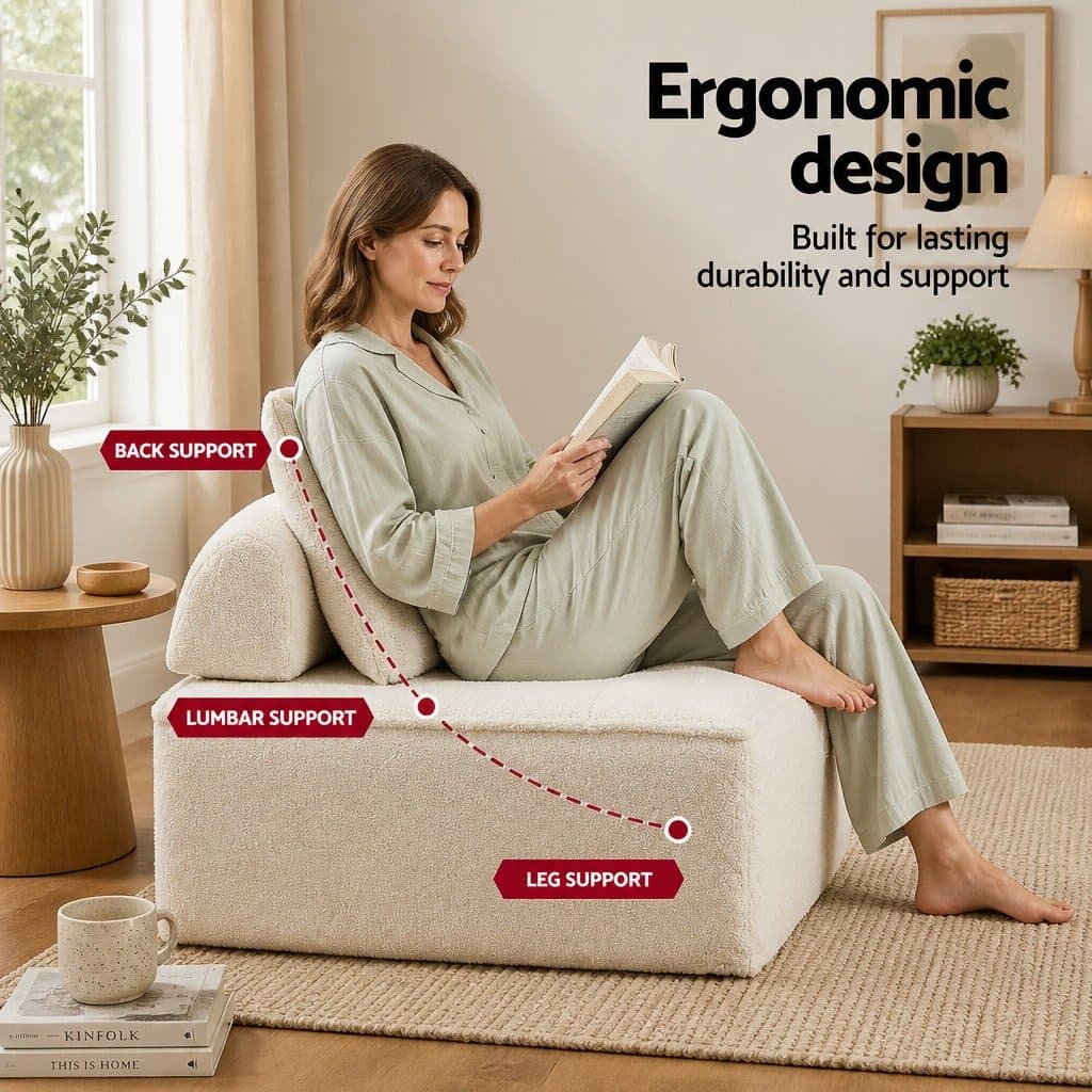 White 5 Seater Floor Sofa Lounge Chair