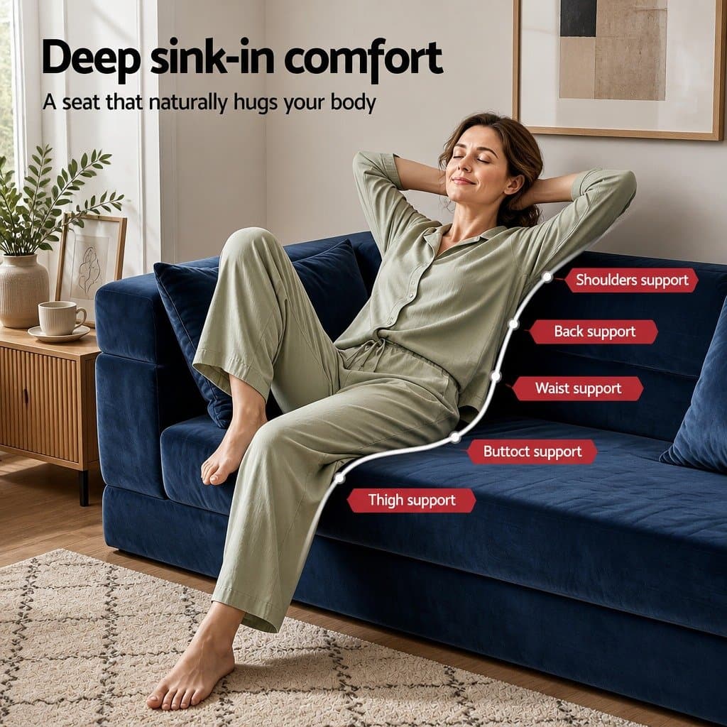 Convertible Folding Sofa Bed Pull Out Mattress Foldable Lounge Couch Chair Blue
