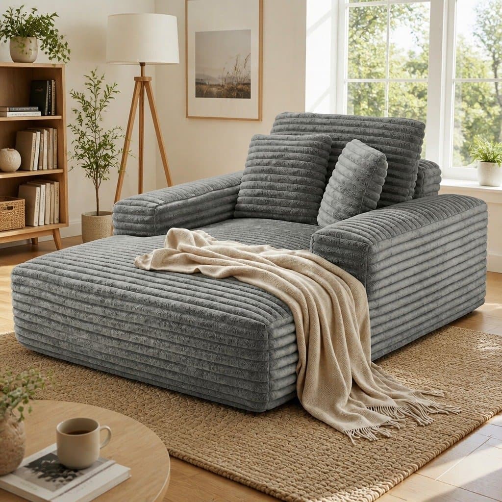 Sofa Bed Lounge Chair Recliner Couch Reading Sleeper Furniture Grey Faux Fur