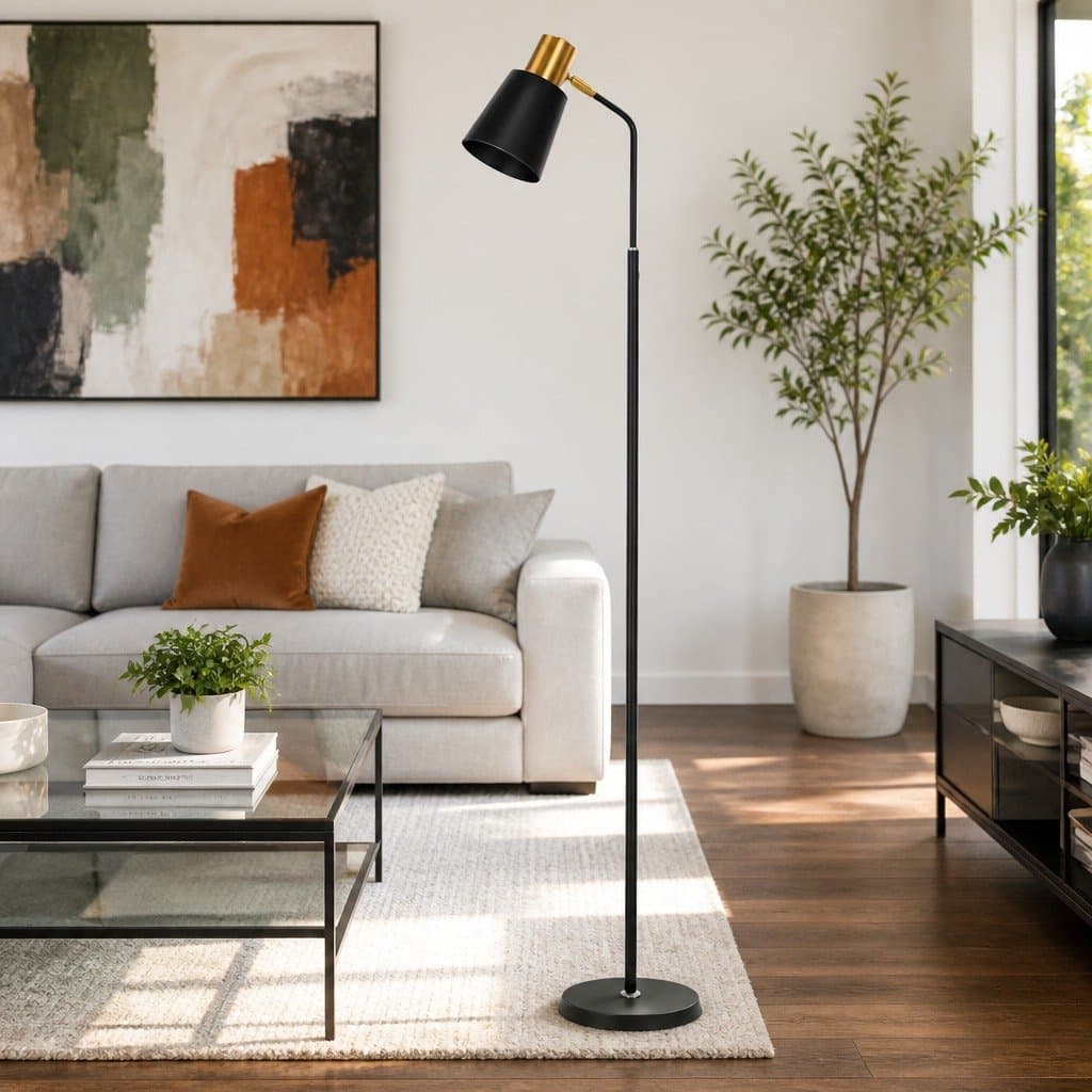 Black LED Floor Lamp for Living Room and Office