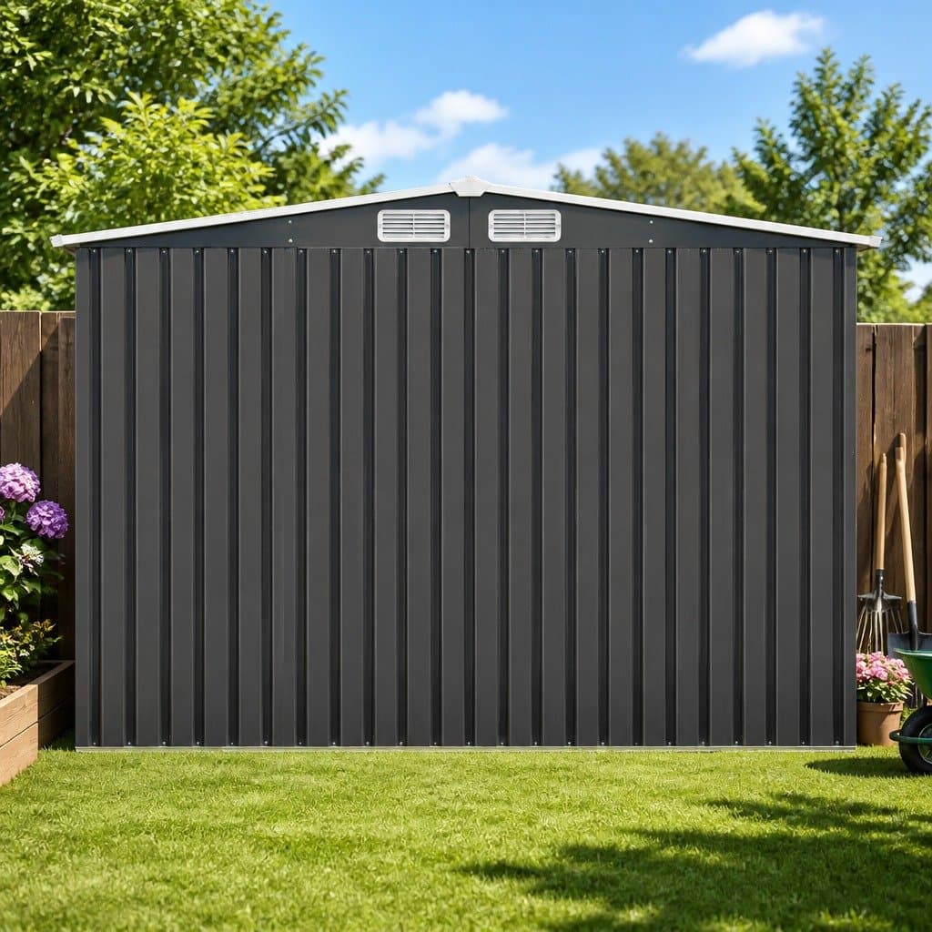 Garden Shed 2.6x3.9M Metal Base Outdoor Storage Workshop Tool Shelter Sliding