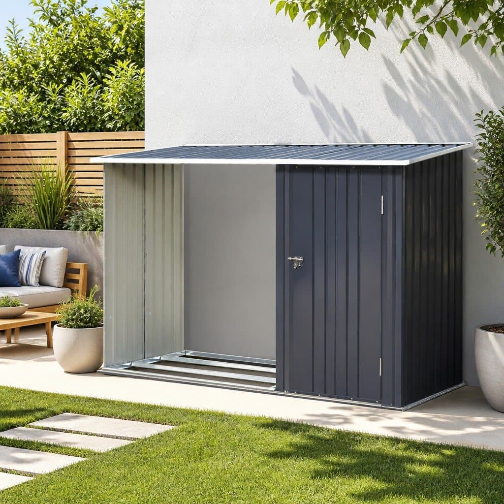Anthracite Garden Shed 249x104cm for Tools & Wood