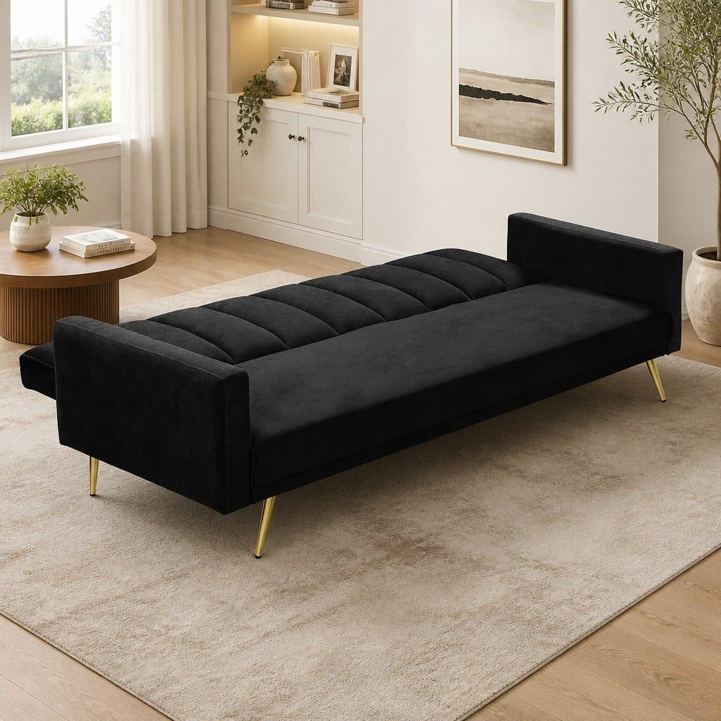 3-Seater Velvet Sofa Bed with Adjustable Backrest
