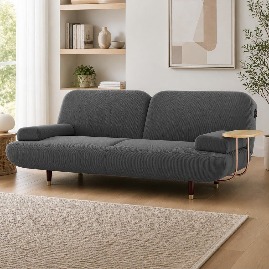 Convertible Sofa Bed with USB Charging Grey