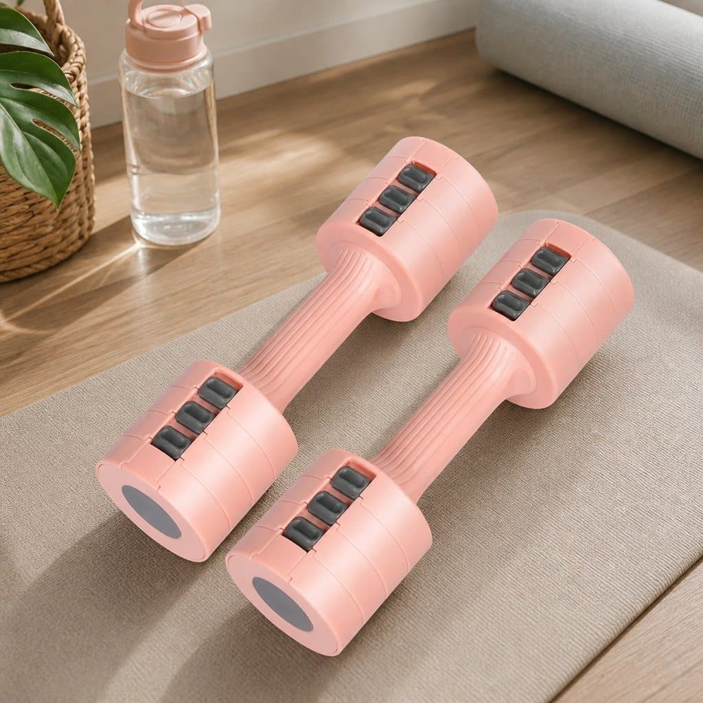Adjustable Dumbbells Set 1kg to 5kg Pink