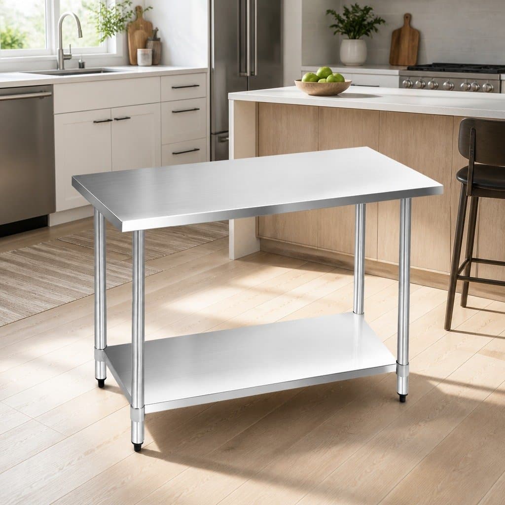 Stainless Steel Kitchen Work Bench 1219x610mm Commercial Food Prep Adjustable
