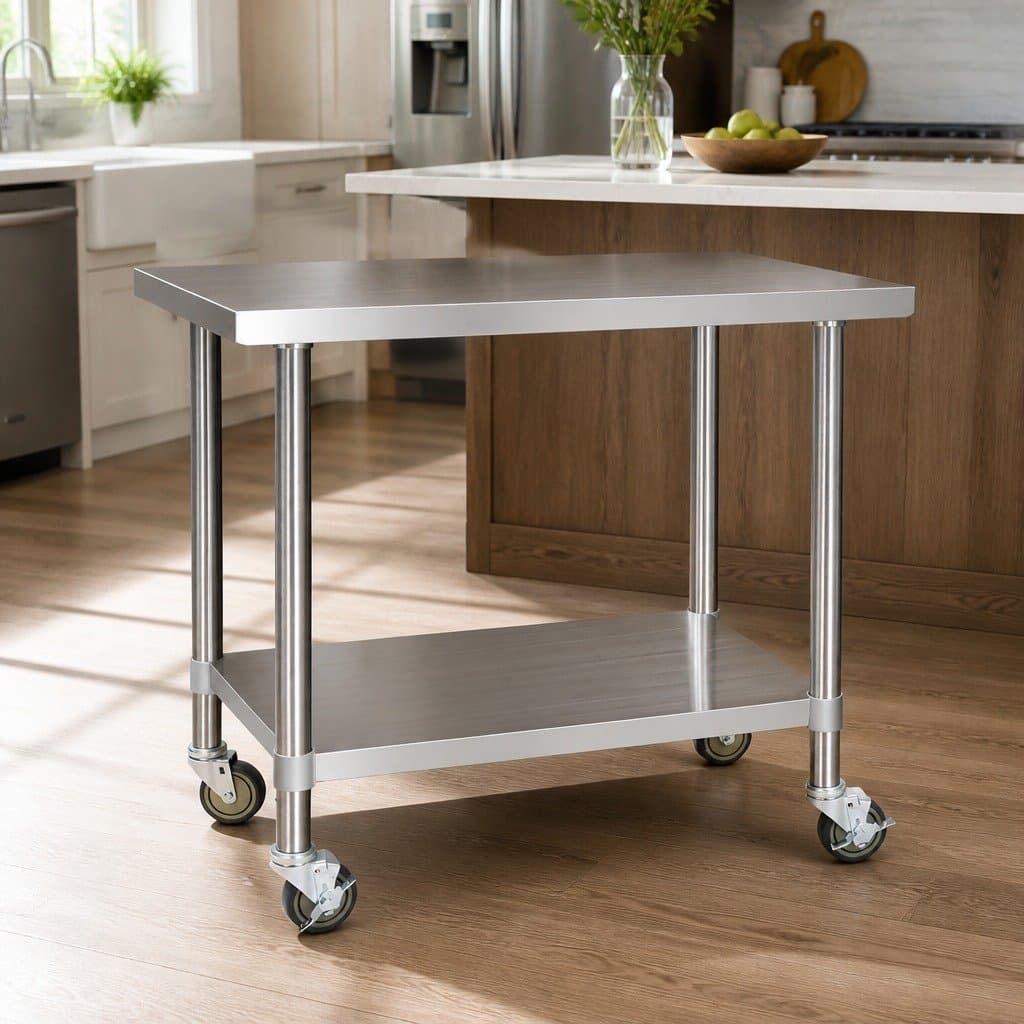 Stainless Steel Kitchen Work Bench with Wheels