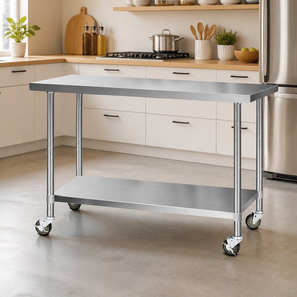 Stainless Steel Kitchen Work Table with Wheels