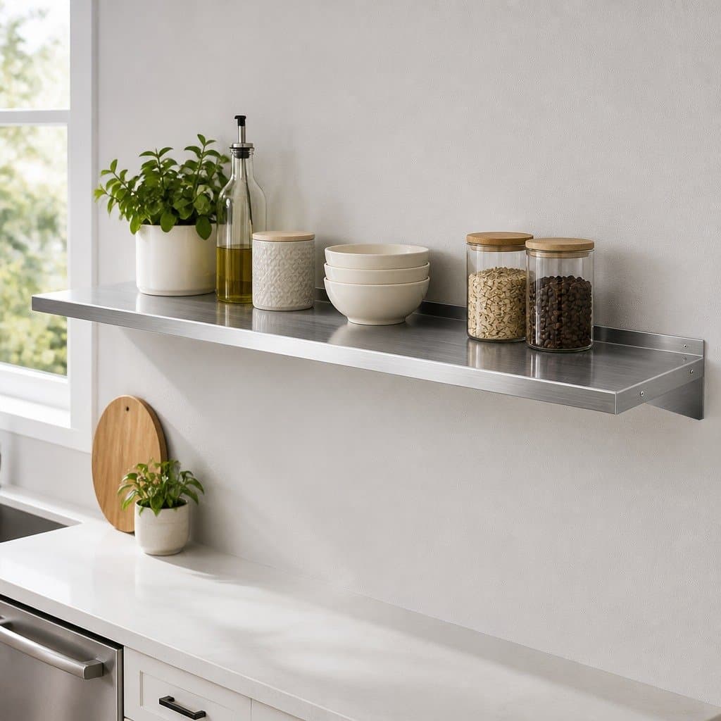 Wall Mounted Kitchen Shelf 1800mm Stainless Steel Storage Rack Display Unit