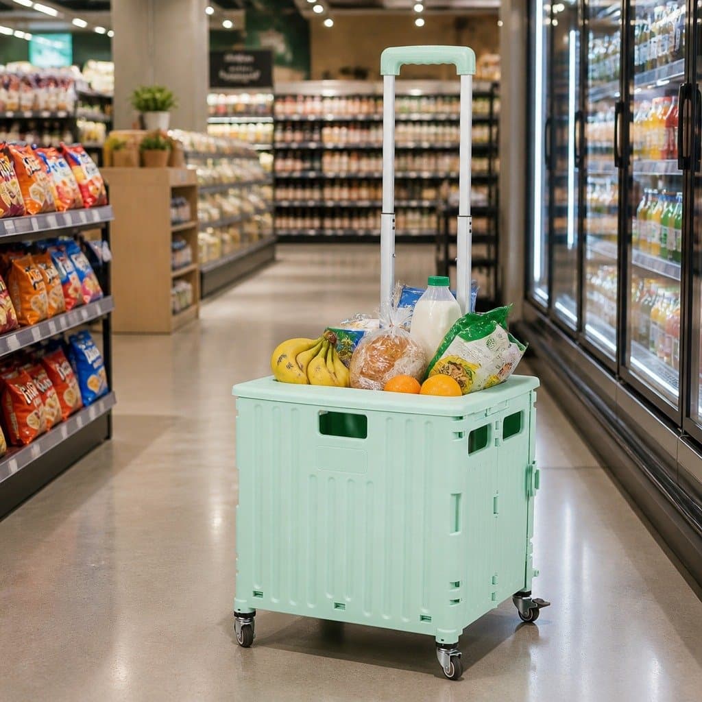 Folding Shopping Trolley Cart with Wheels Green
