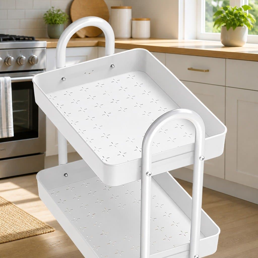Yellow 3-Tier Kitchen Cart with Rolling Wheels