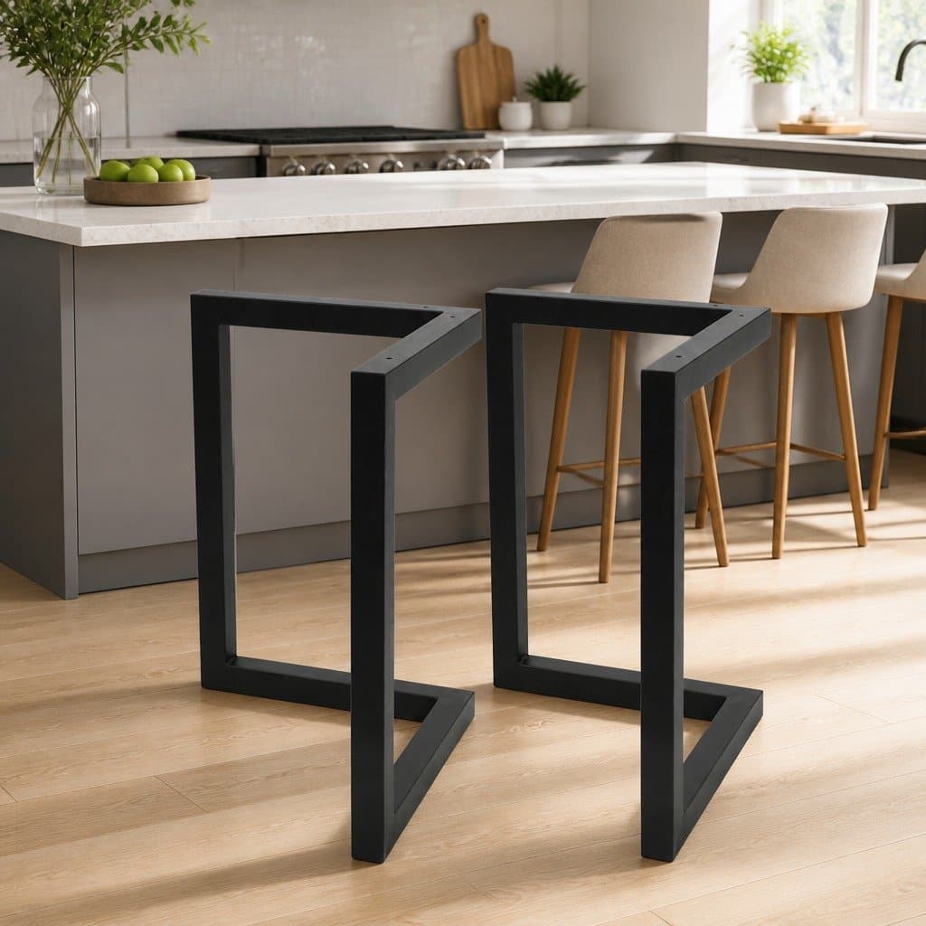 Industrial V-Shape Metal Table Legs Set of 2 Black