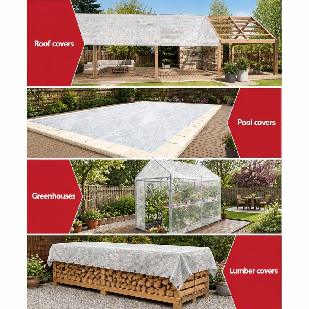 Heavy Duty Poly Tarp 5x6m Clear Waterproof Camping Cover UV Resistant Reinforced