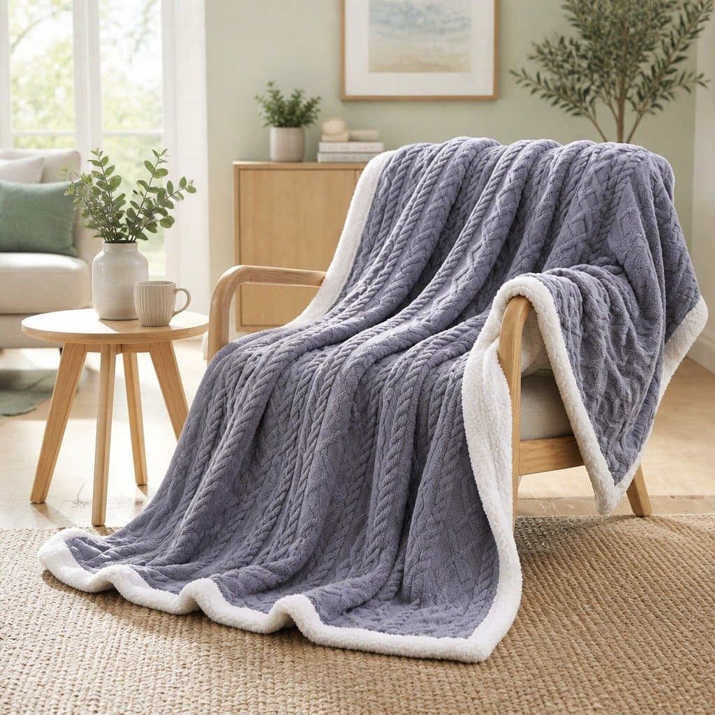 Double-Sided Fleece Throw Blanket 203x230cm