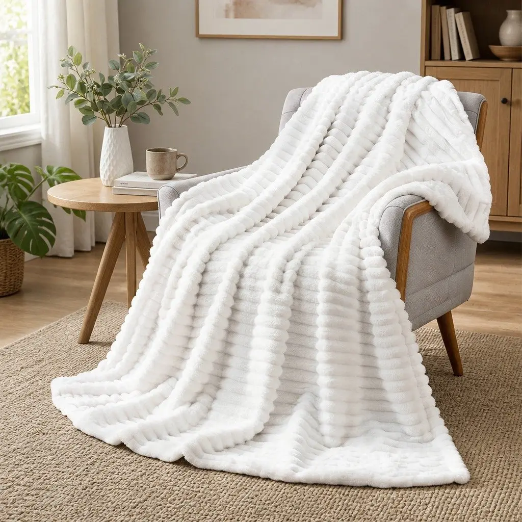 Fleece Throw Blanket 203x230cm Reversible