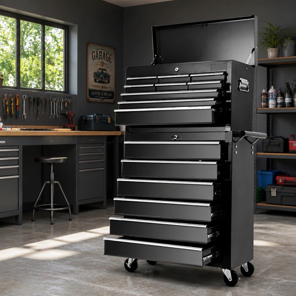 15 Drawer Tool Box Cabinet with Lockable Drawers
