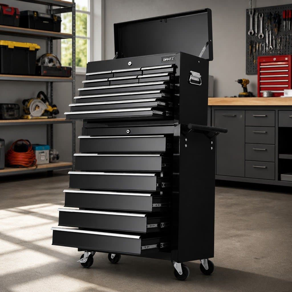 16 Drawer Tool Box Cabinet Chest Trolley Garage Storage Organizer with Castors