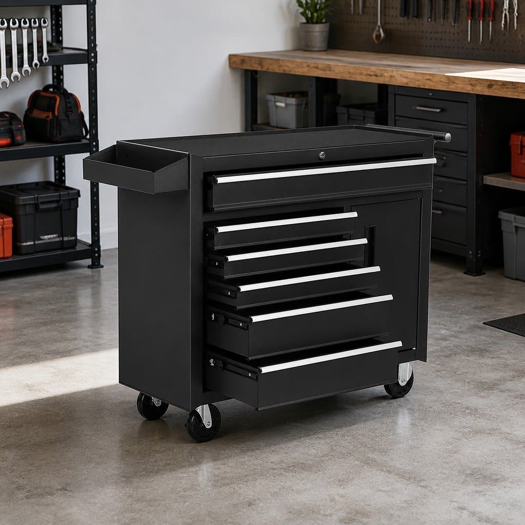 6 Drawer Tool Box Chest Cabinet with Wheels