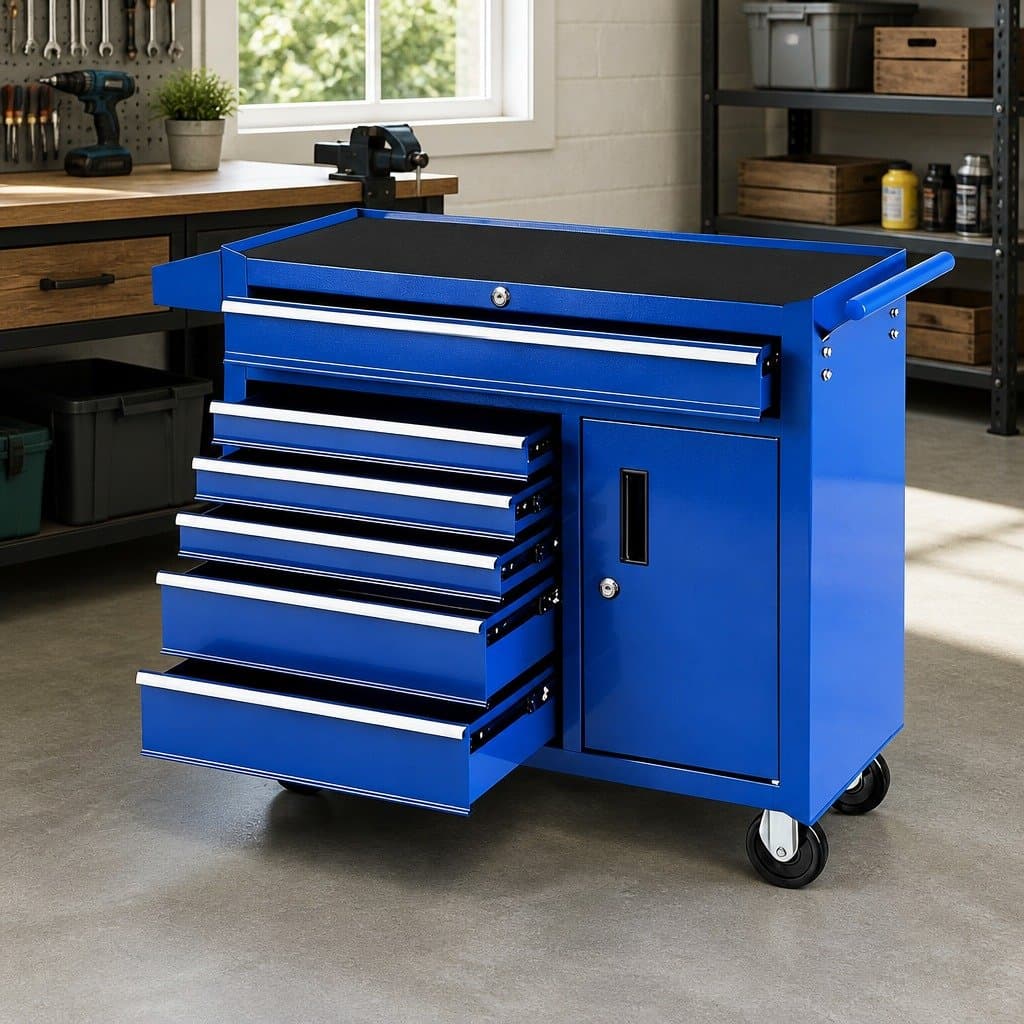 6 Drawer Tool Chest Trolley with Lockable Wheels