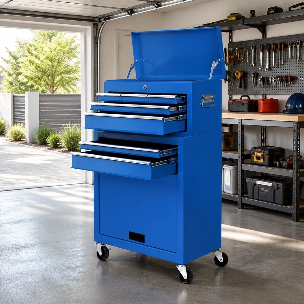 7 Drawer Tool Box Cabinet Trolley in Blue