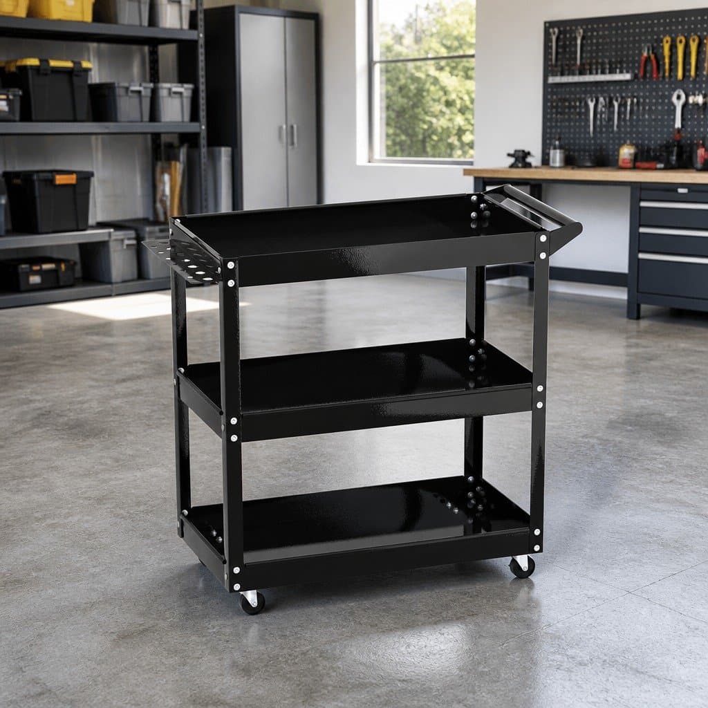 3-Tier Tool Cart for Garage & Workshop Storage