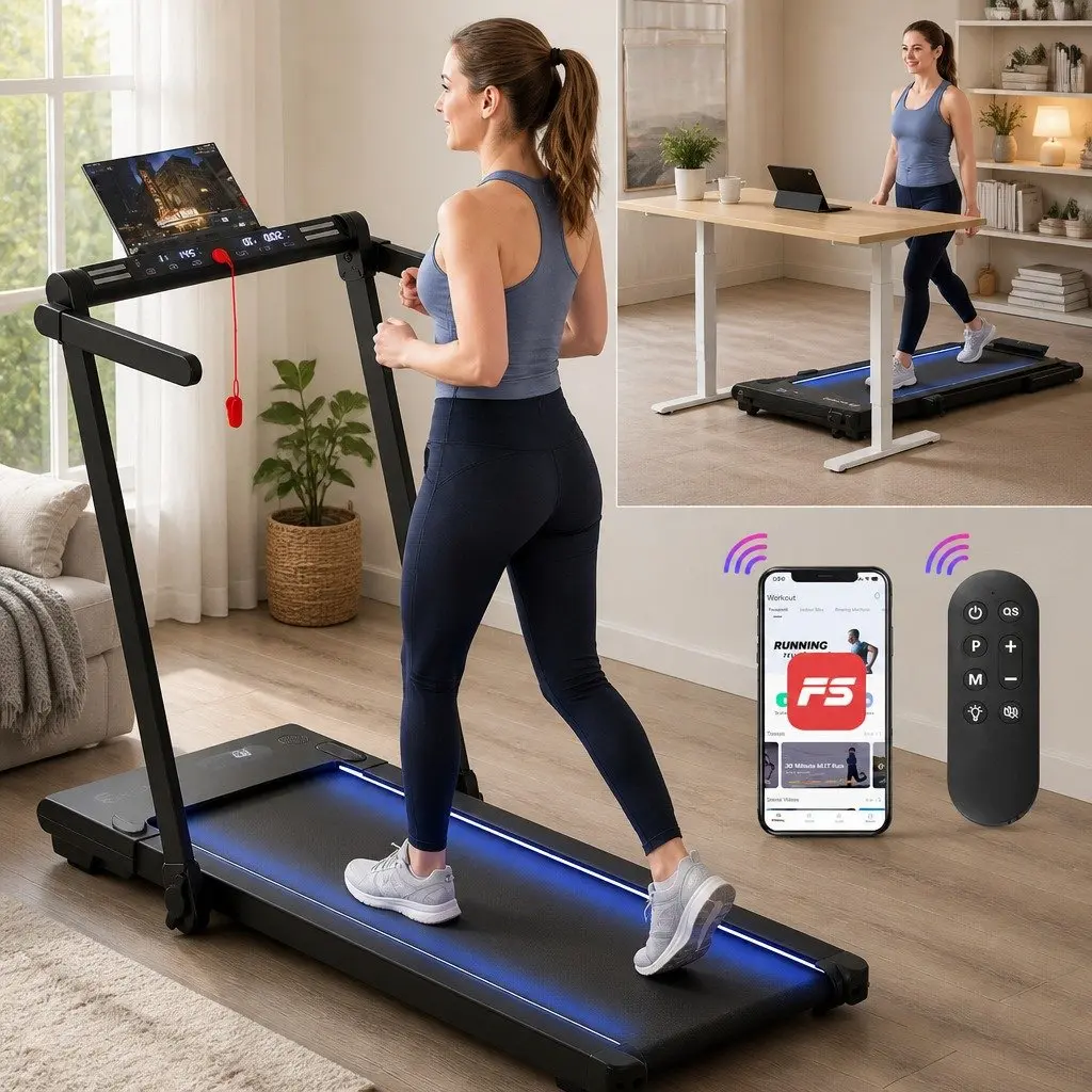 3-in-1 Walking Pad Treadmill with LED Lights