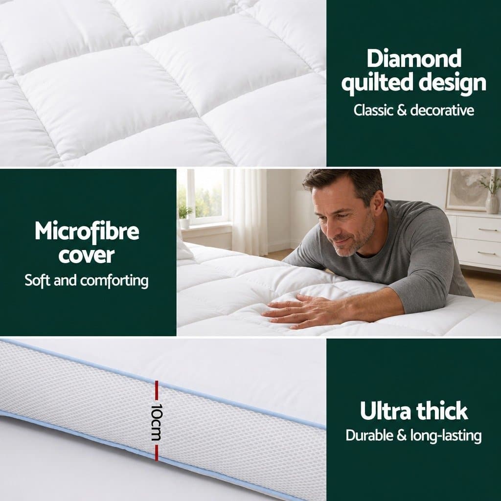 Pillowtop Mattress Topper 10cm Thick for Double Bed