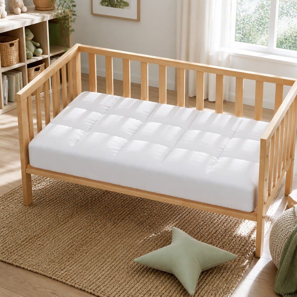 Baby Cot Mattress Topper Pillowtop Pad White Breathable Cooling Sleep Protector