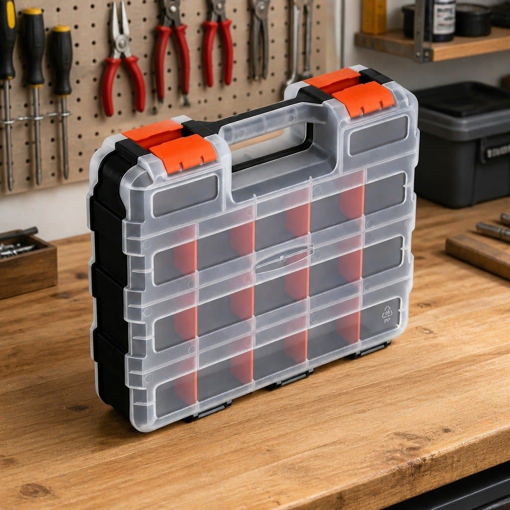 Double-Sided Tool Box Organizer with 34 Compartments