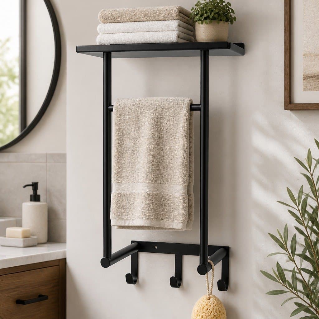 Wall Mounted Towel Rack with 3 Hooks