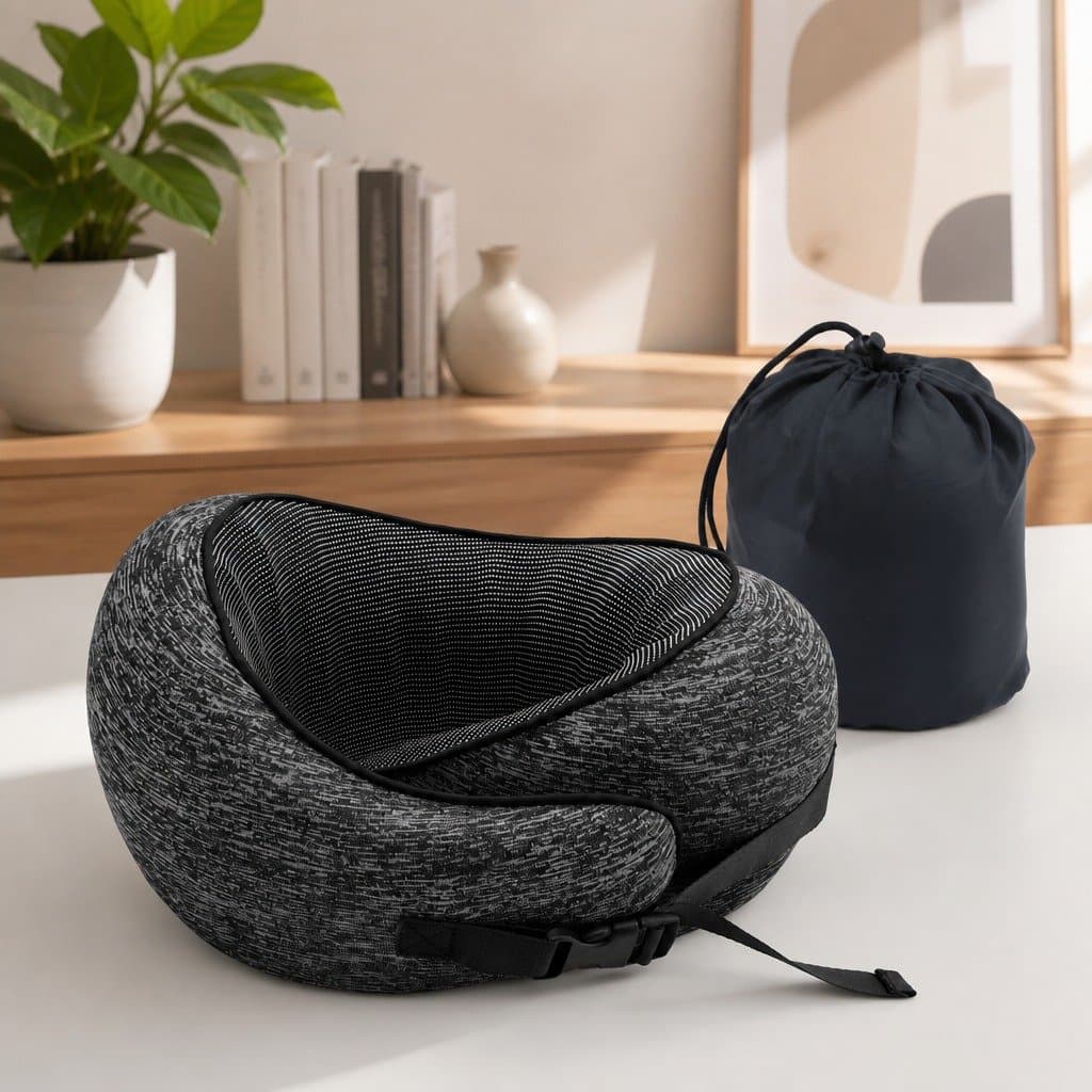 Travel Neck Pillow Memory Foam Ergonomic Support for Airplane Car Train Office